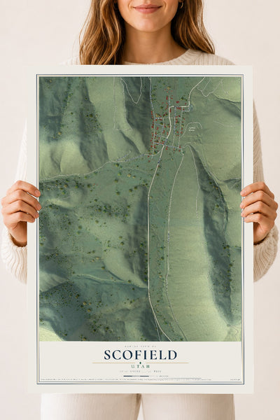 Map of Scofield, Utah, 18 x 24 inch unframed archival matte print