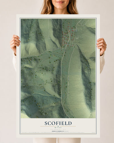 Map of Scofield, Utah, 24 x 36 inch unframed archival matte print