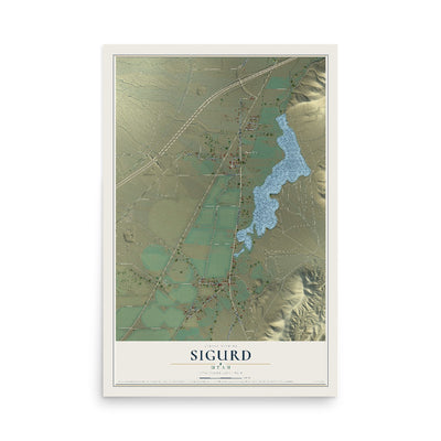 Map of Sigurd, Utah, 12 x 18 inch unframed archival matte print