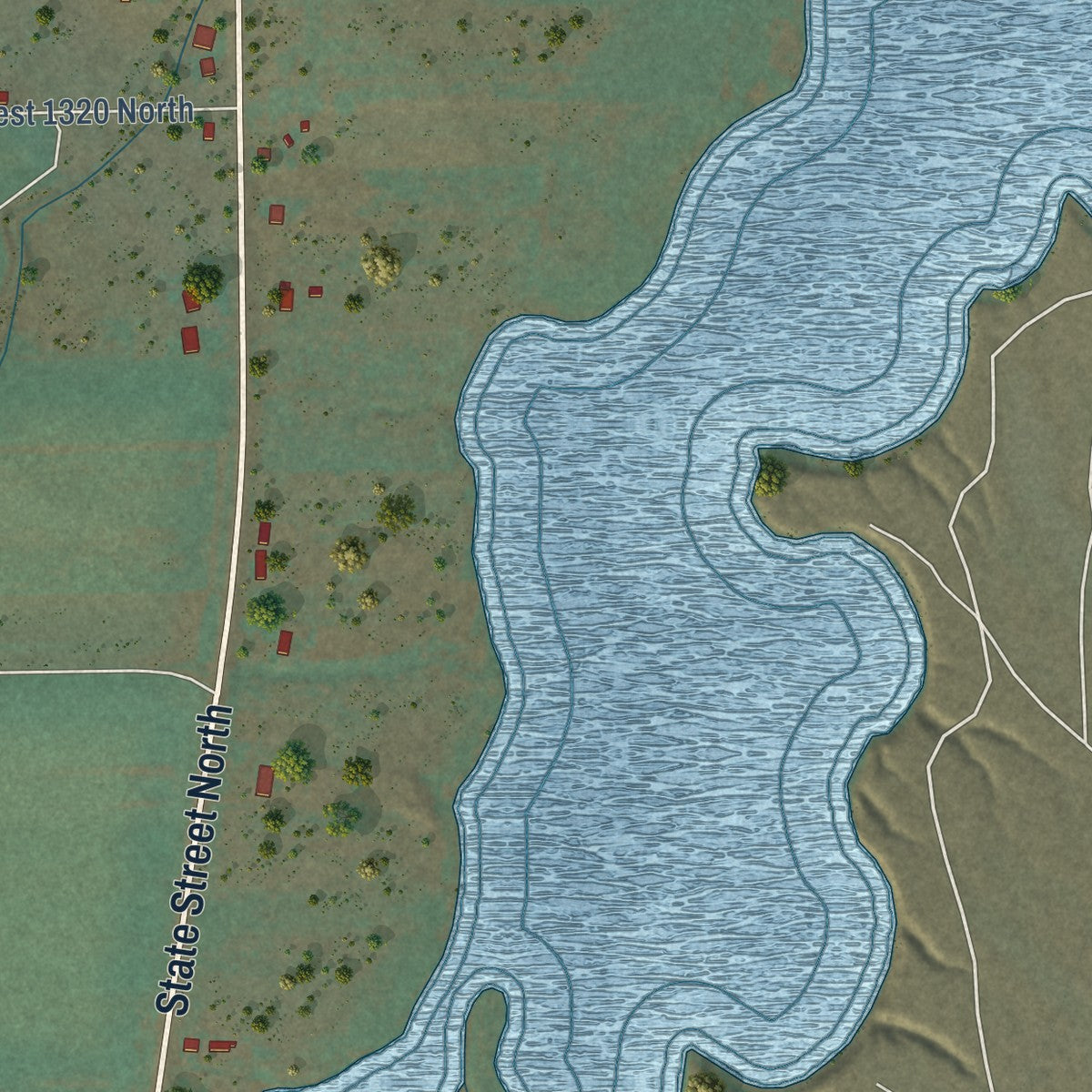 Close-up of the map of Sigurd, Utah print showing street and building detail