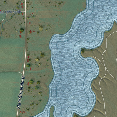 Close-up of the map of Sigurd, Utah print showing street and building detail