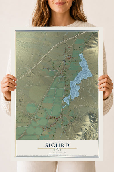 Map of Sigurd, Utah, 18 x 24 inch unframed archival matte print