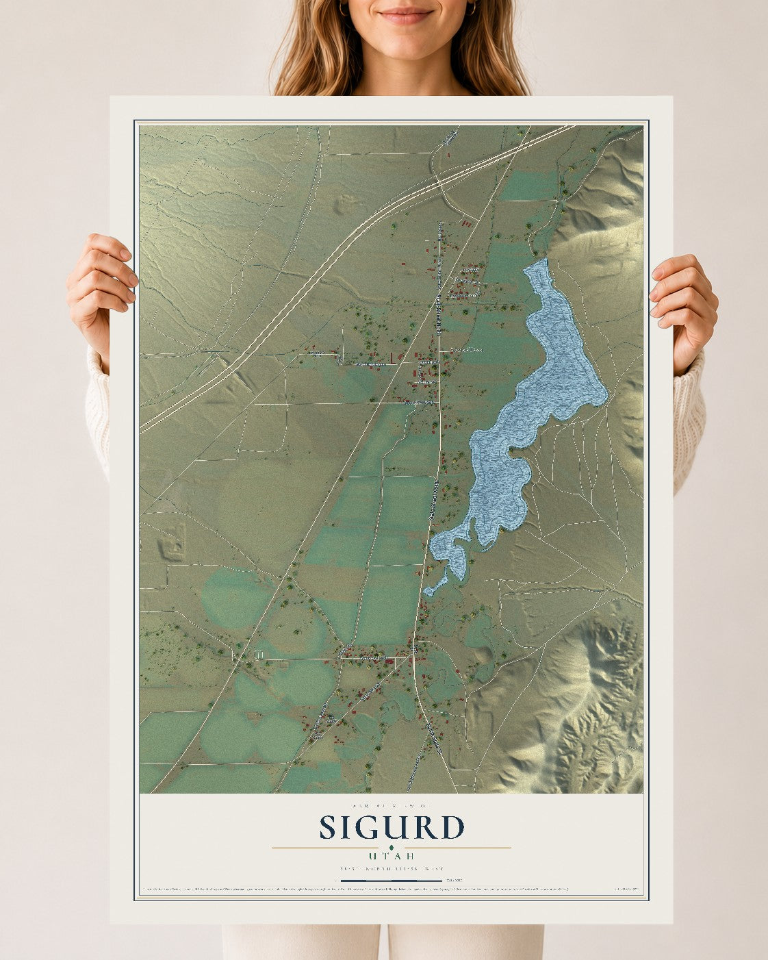 Map of Sigurd, Utah, 24 x 36 inch unframed archival matte print