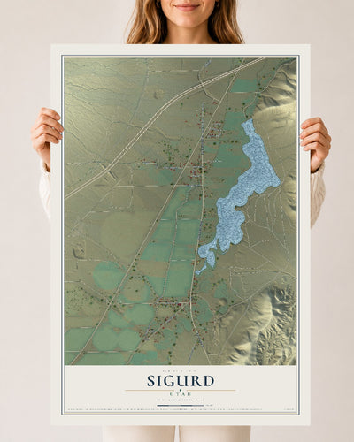 Map of Sigurd, Utah, 24 x 36 inch unframed archival matte print