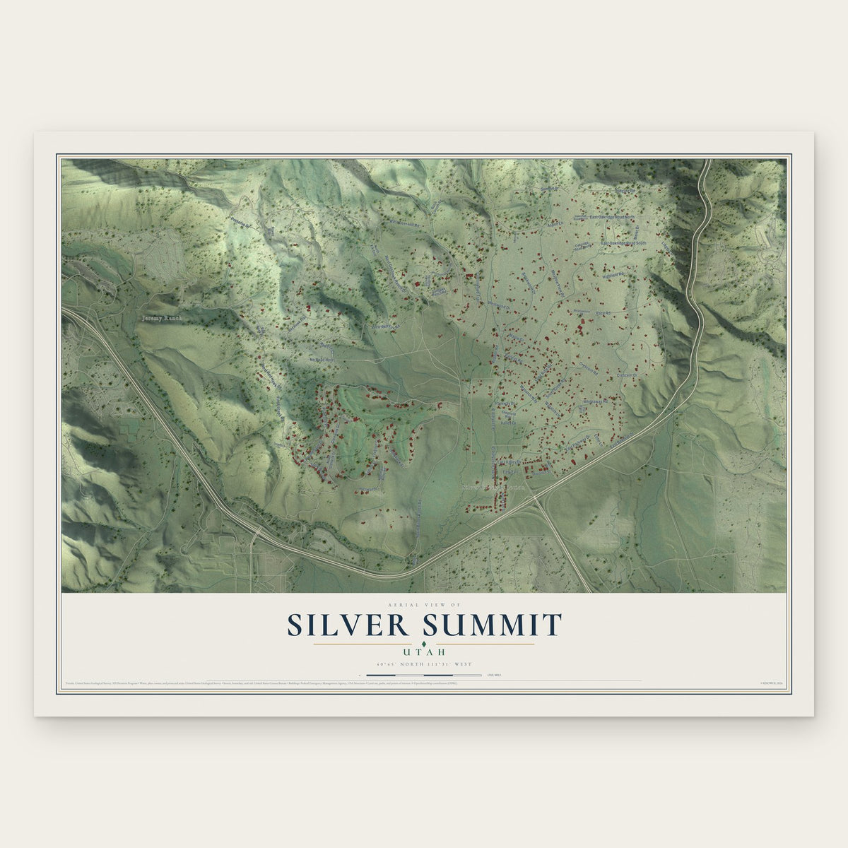 Silver Summit, Utah map print, the full design