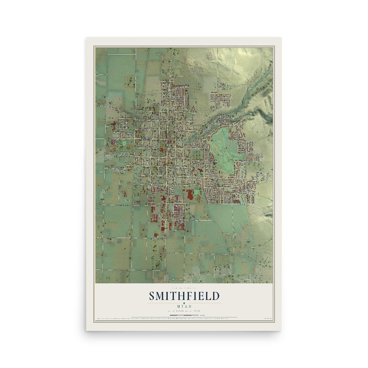 Map of Smithfield, Utah, 12 x 18 inch unframed archival matte print