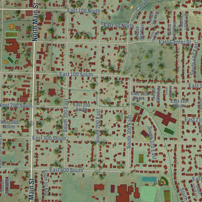 Close-up of the map of Smithfield, Utah print showing street and building detail