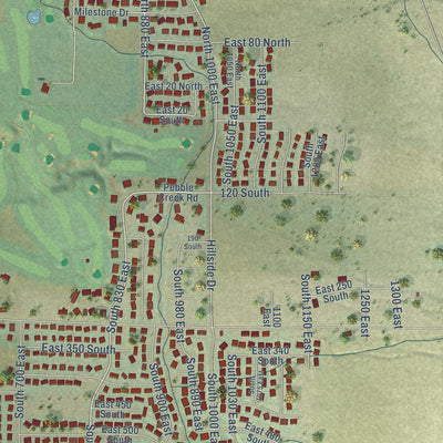 Second close-up of the map of Smithfield, Utah print showing more streets and buildings