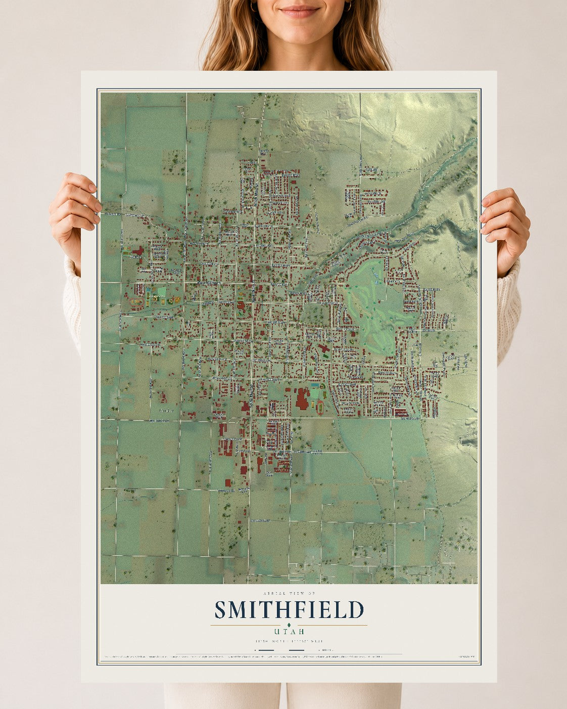 Map of Smithfield, Utah, 24 x 36 inch unframed archival matte print