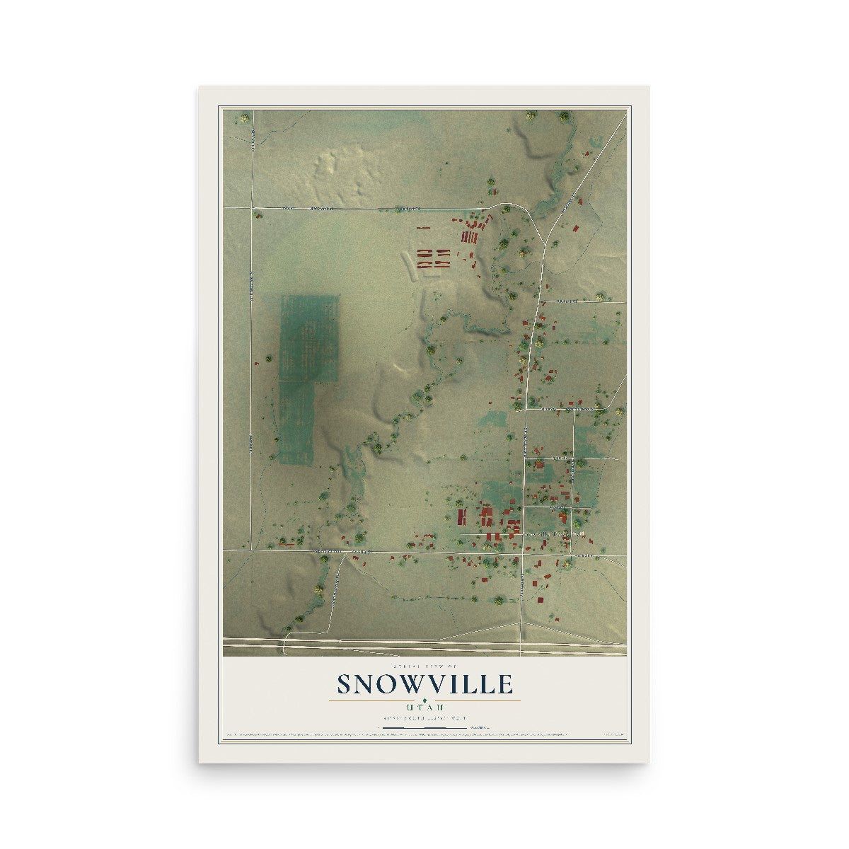 Map of Snowville, Utah, 12 x 18 inch unframed archival matte print