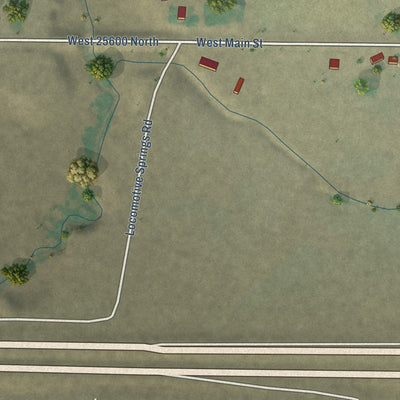 Second close-up of the map of Snowville, Utah print showing more streets and buildings