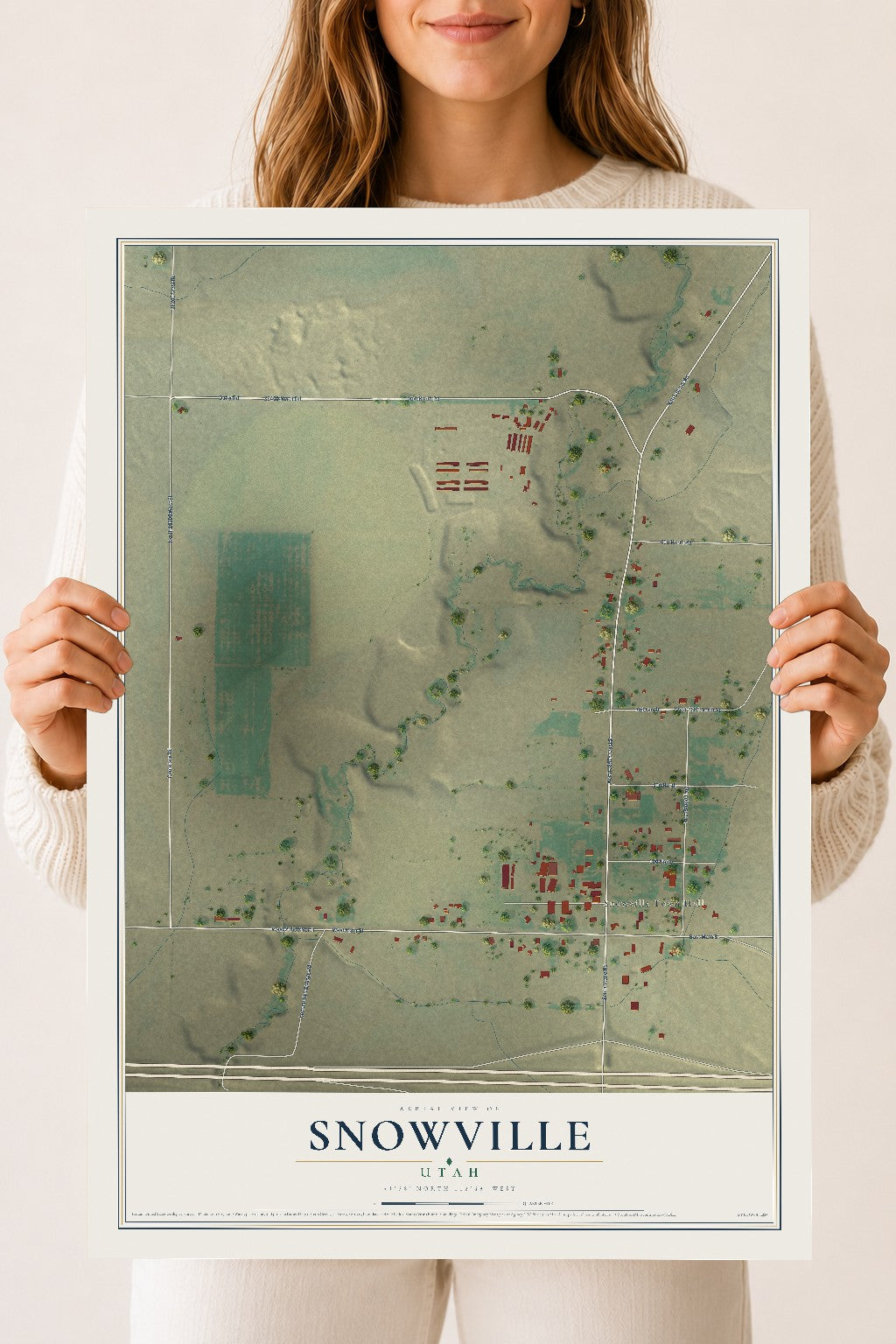 Map of Snowville, Utah, 18 x 24 inch unframed archival matte print