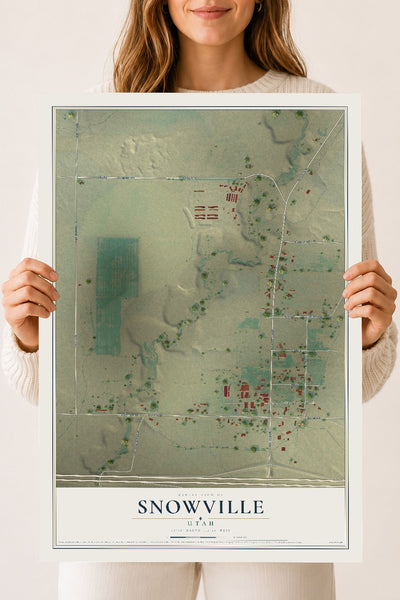 Map of Snowville, Utah, 18 x 24 inch unframed archival matte print