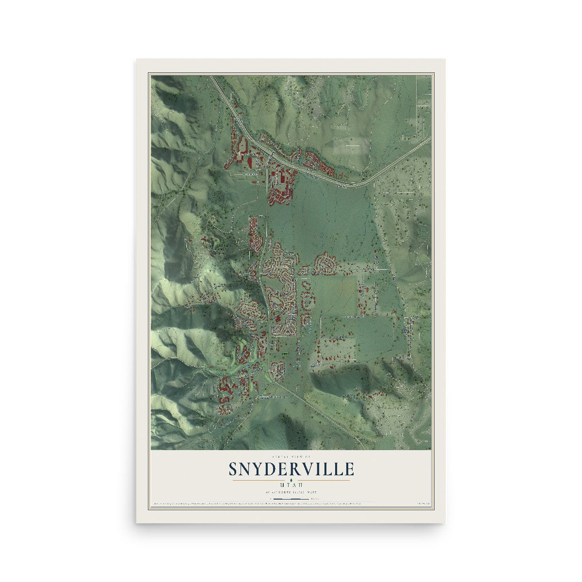 Map of Snyderville, Utah, 12 x 18 inch unframed archival matte print