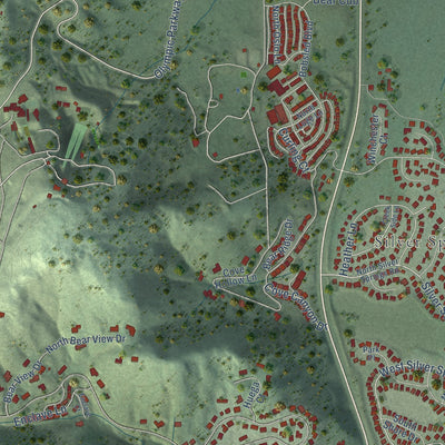 Close-up of the map of Snyderville, Utah print showing street and building detail