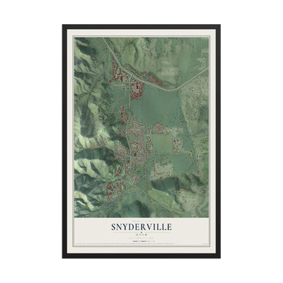 Map of Snyderville, Utah, 12 x 18 inch print in a black wood frame