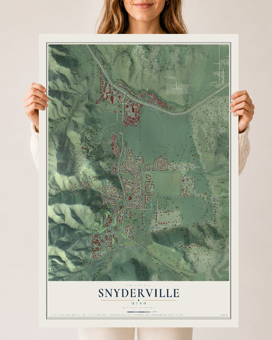 Map of Snyderville, Utah, 24 x 36 inch unframed archival matte print