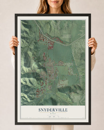 Map of Snyderville, Utah, 24 x 36 inch print in a black wood frame