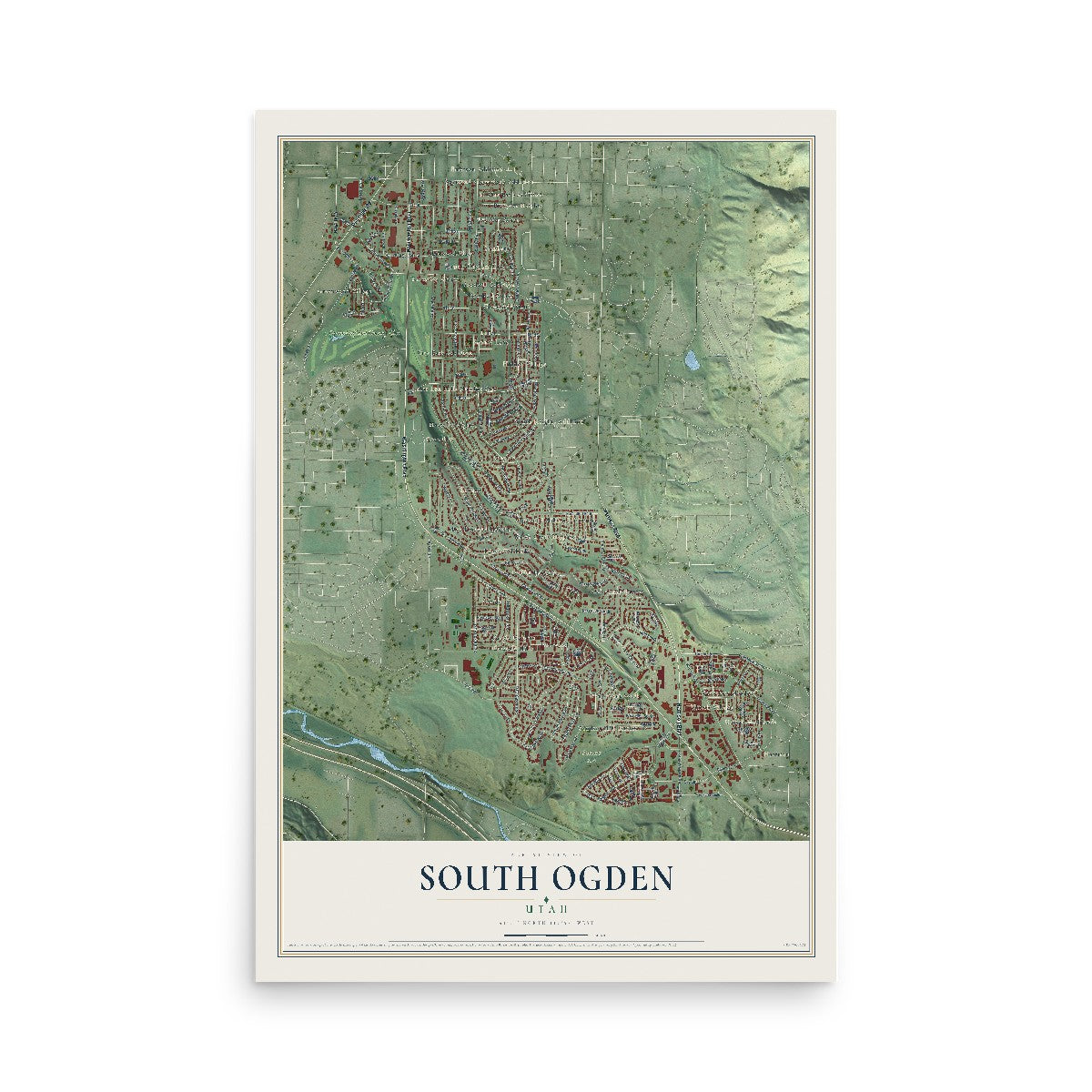 Map of South Ogden, Utah, 12 x 18 inch unframed archival matte print