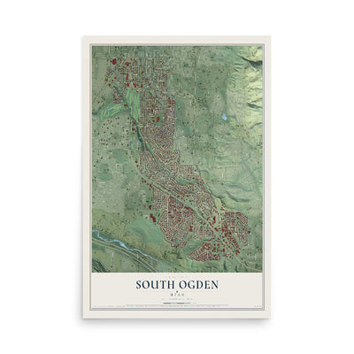Map of South Ogden, Utah, 12 x 18 inch unframed archival matte print