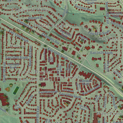 Close-up of the map of South Ogden, Utah print showing street and building detail