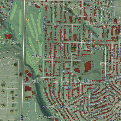 Second close-up of the map of South Ogden, Utah print showing more streets and buildings