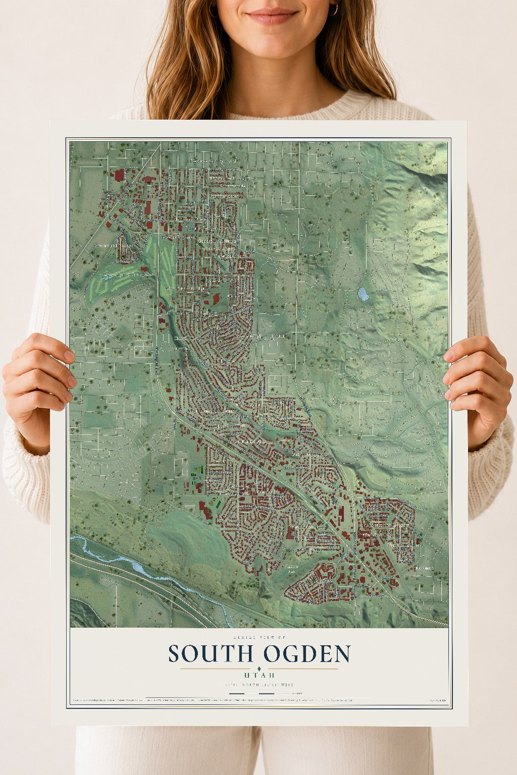 Map of South Ogden, Utah, 18 x 24 inch unframed archival matte print