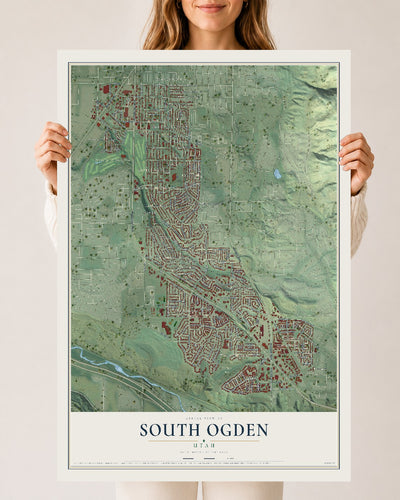 Map of South Ogden, Utah, 24 x 36 inch unframed archival matte print