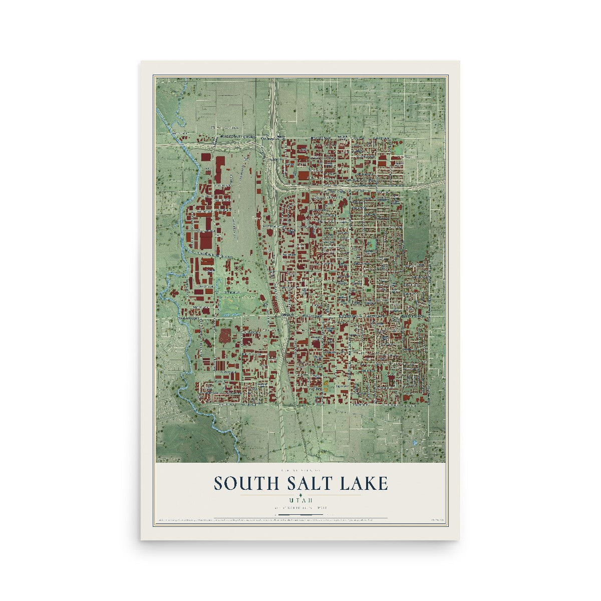 Map of South Salt Lake, Utah, 12 x 18 inch unframed archival matte print