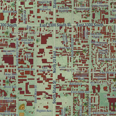Close-up of the map of South Salt Lake, Utah print showing street and building detail