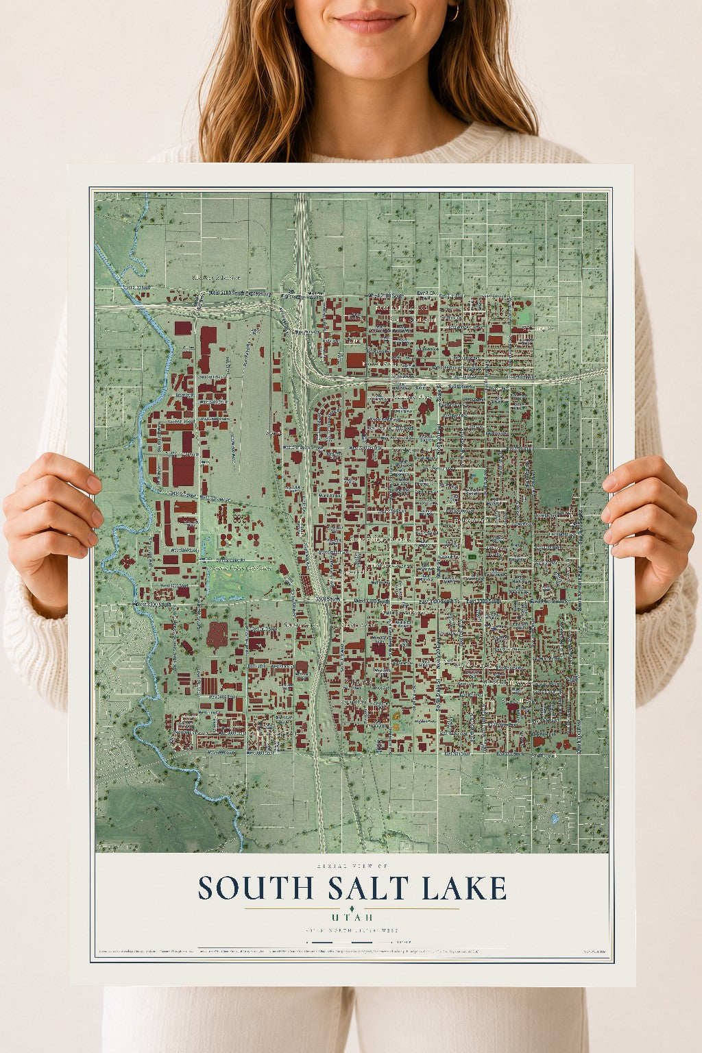Map of South Salt Lake, Utah, 18 x 24 inch unframed archival matte print