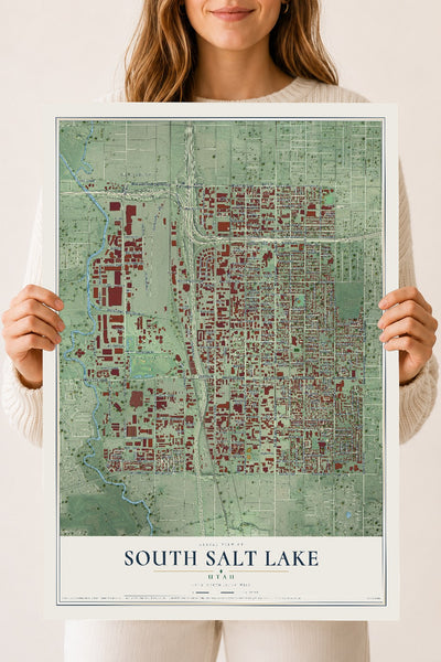 Map of South Salt Lake, Utah, 18 x 24 inch unframed archival matte print