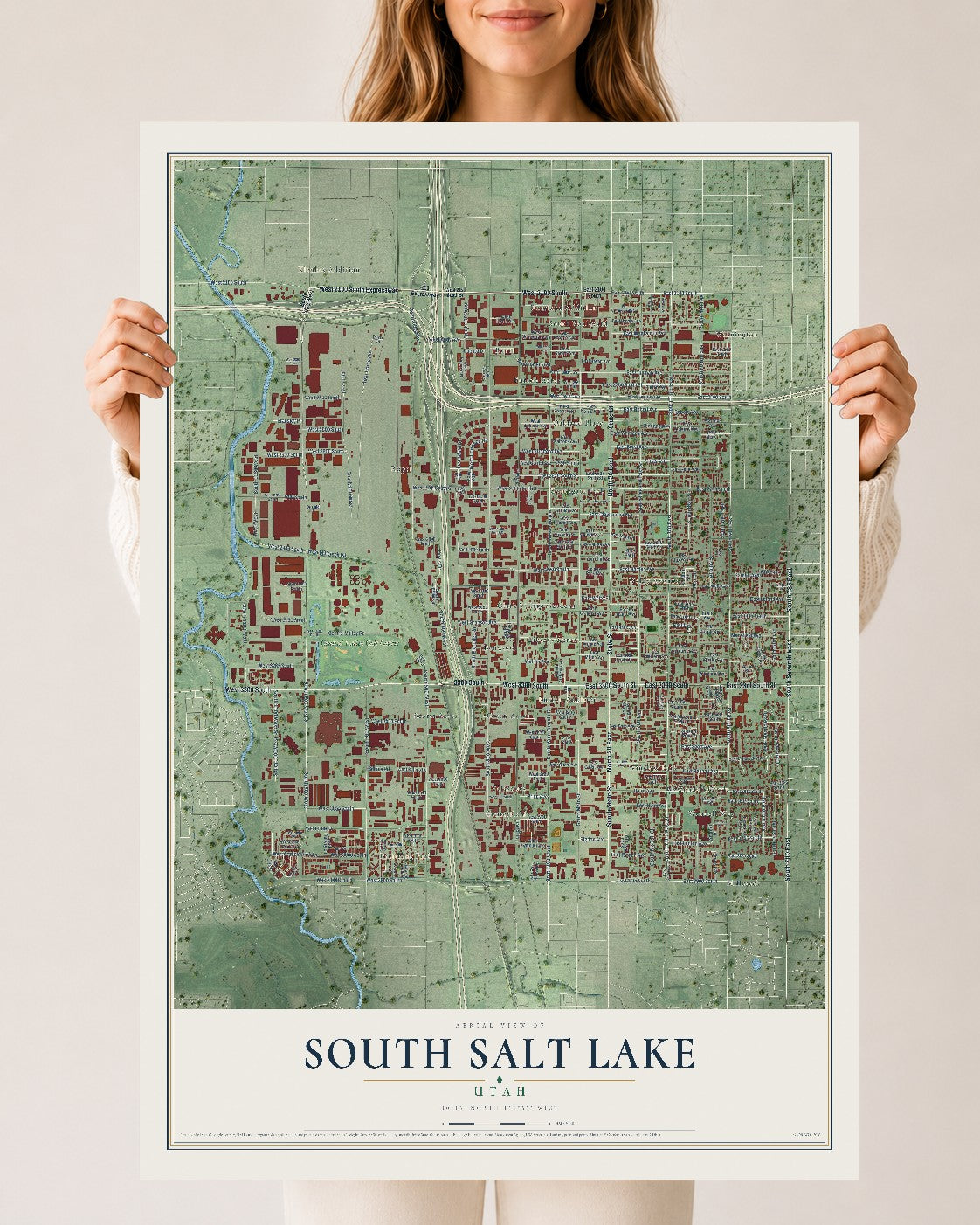 Map of South Salt Lake, Utah, 24 x 36 inch unframed archival matte print