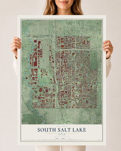Map of South Salt Lake, Utah, 24 x 36 inch unframed archival matte print