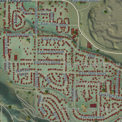 Close-up of the map of South Weber, Utah print showing street and building detail