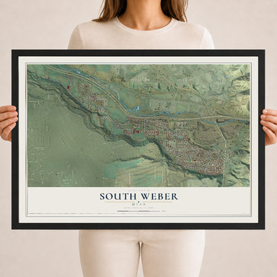 Map of South Weber, Utah, 18 x 24 inch print in a black wood frame