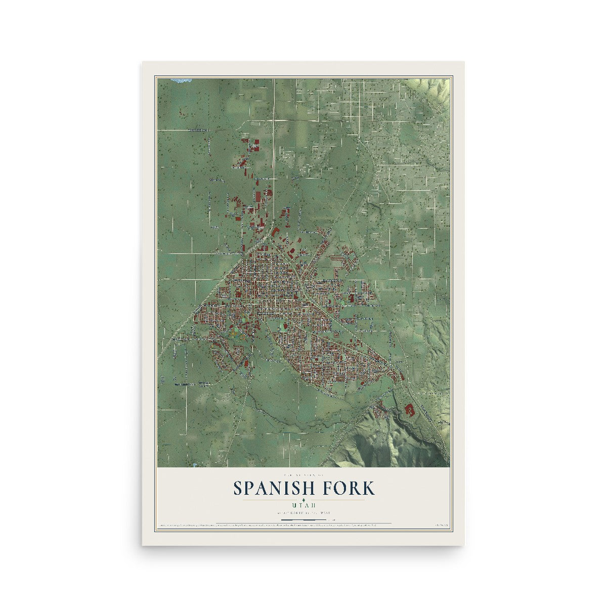 Map of Spanish Fork, Utah, 12 x 18 inch unframed archival matte print