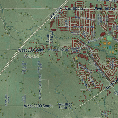 Second close-up of the map of Spanish Fork, Utah print showing more streets and buildings