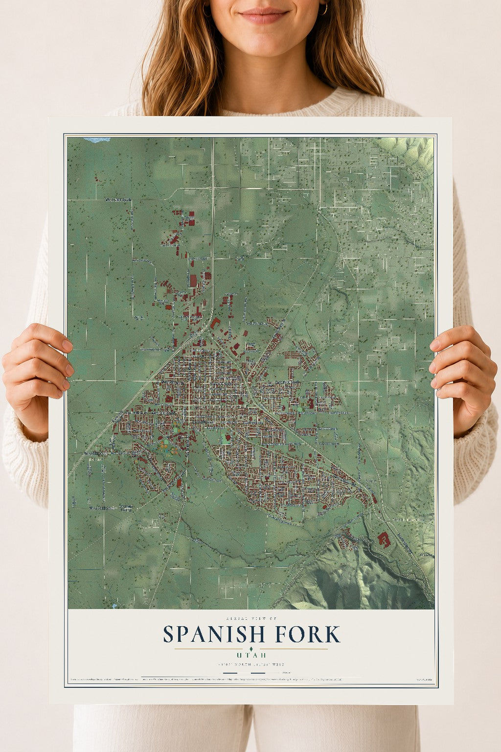 Map of Spanish Fork, Utah, 18 x 24 inch unframed archival matte print