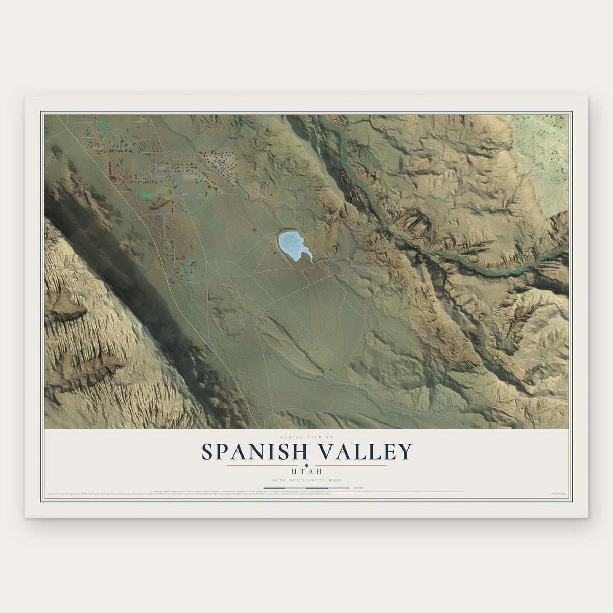 Spanish Valley, Utah map print, the full design