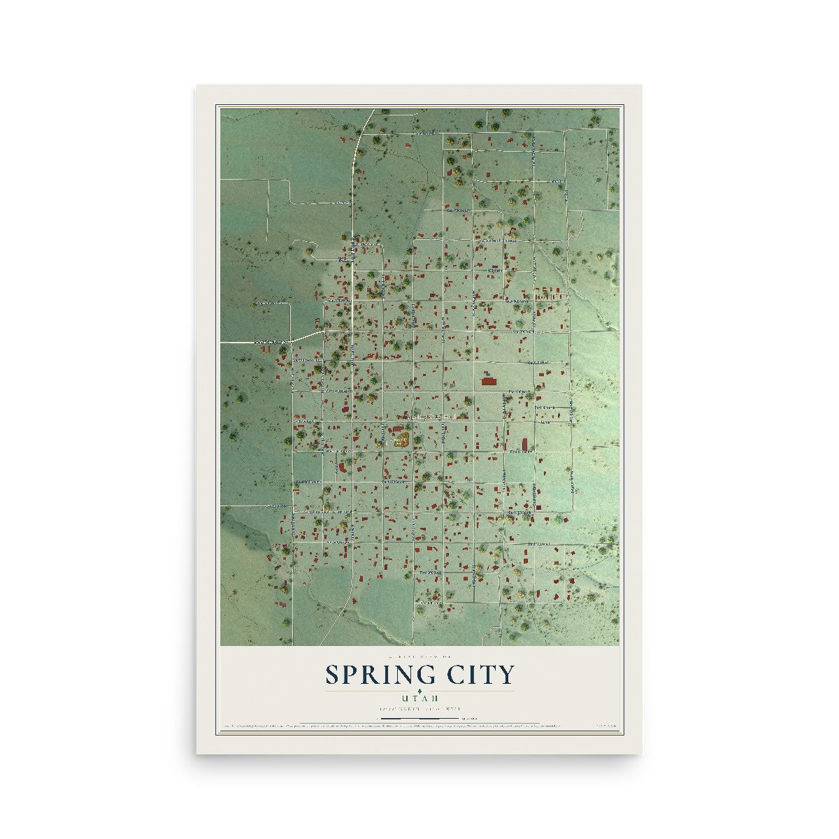 Map of Spring City, Utah, 12 x 18 inch unframed archival matte print