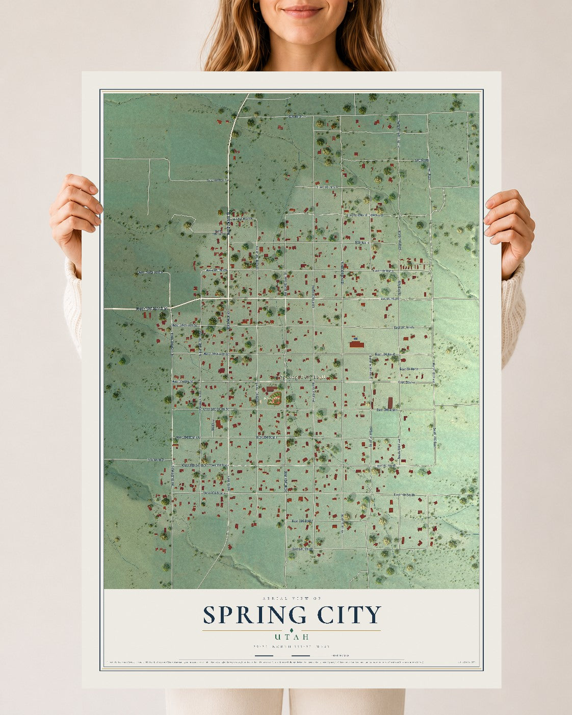 Map of Spring City, Utah, 24 x 36 inch unframed archival matte print