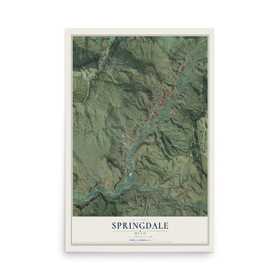 Map of Springdale, Utah, 12 x 18 inch unframed archival matte print