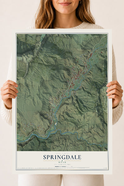 Map of Springdale, Utah, 18 x 24 inch unframed archival matte print