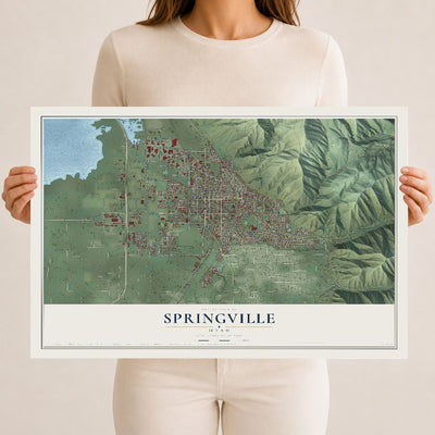 Map of Springville, Utah, 12 x 18 inch unframed archival matte print