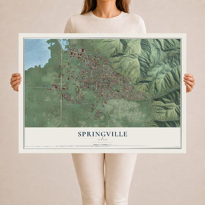 Map of Springville, Utah, 24 x 36 inch unframed archival matte print