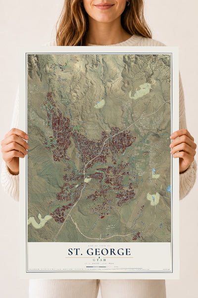 Map of St. George, Utah, 18 x 24 inch unframed archival matte print