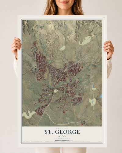 Map of St. George, Utah, 24 x 36 inch unframed archival matte print