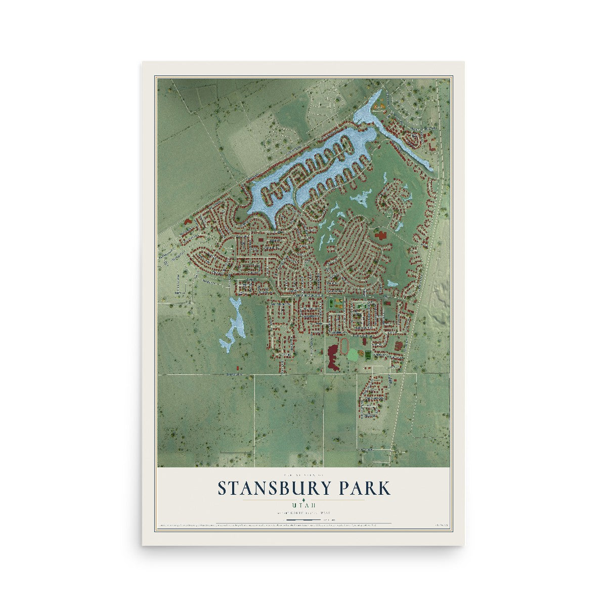 Map of Stansbury Park, Utah, 12 x 18 inch unframed archival matte print