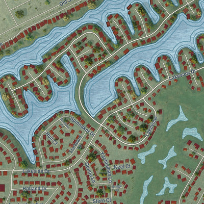 Close-up of the map of Stansbury Park, Utah print showing street and building detail